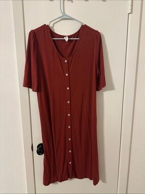 kate quinn Button-Front Dress in Rust